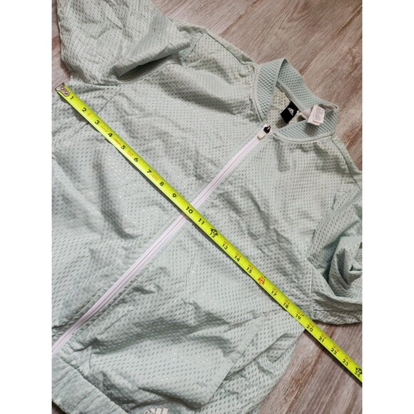 Adidas Lightweight Bomber Jacket Full Zip Collared Mint Green Pockets Sz M GUC - Picture 7 of 11